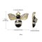 *6* 19x23mm Gold Plated Silver Enamel Rhinestone Bumble Bee Charms